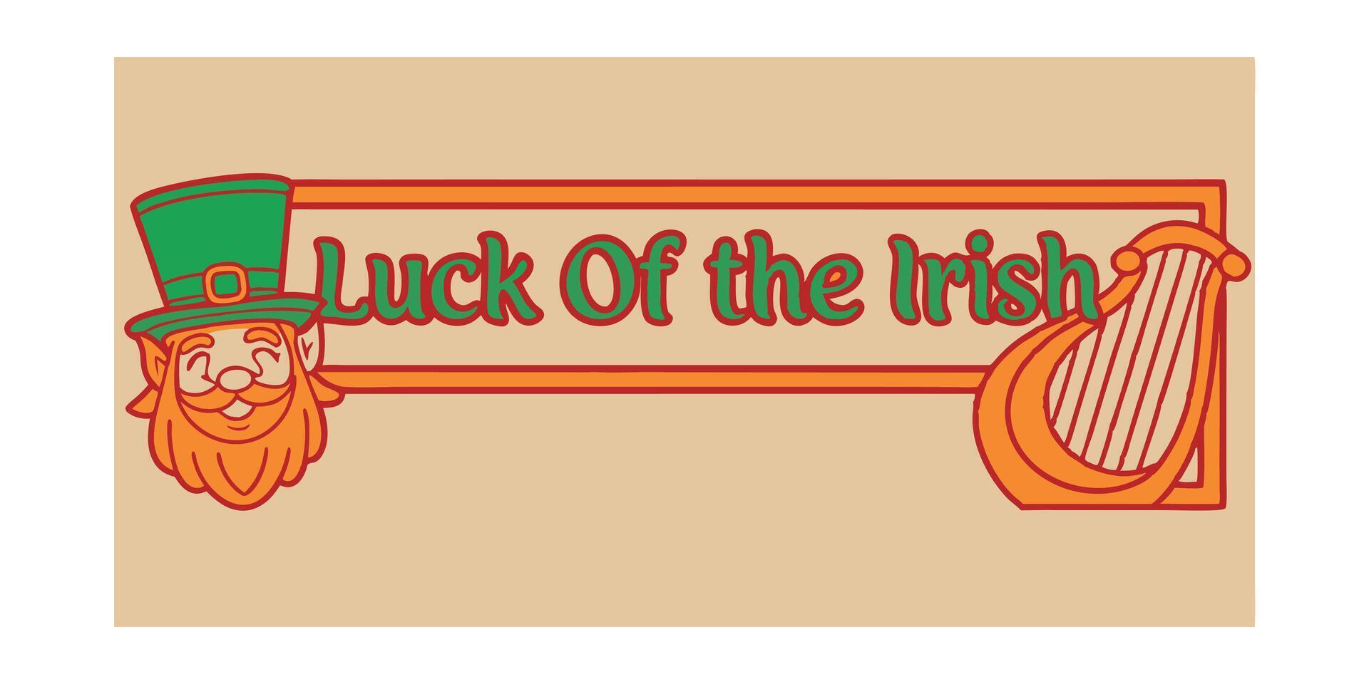 Irish Luck Leprechaun Harp St. Patrick's Day Celebration Banner vector