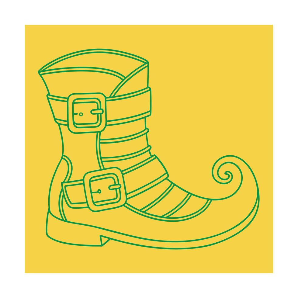 Leprechauns Lucky Green Boot Irish Folklore, Mythical Footwear vector
