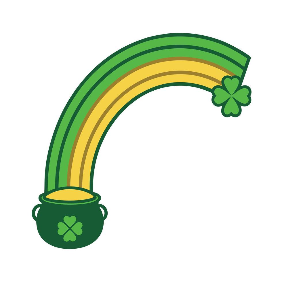 Leprechauns Rainbow Pot of Gold Irish Luck, Shamrocks, Treasure vector