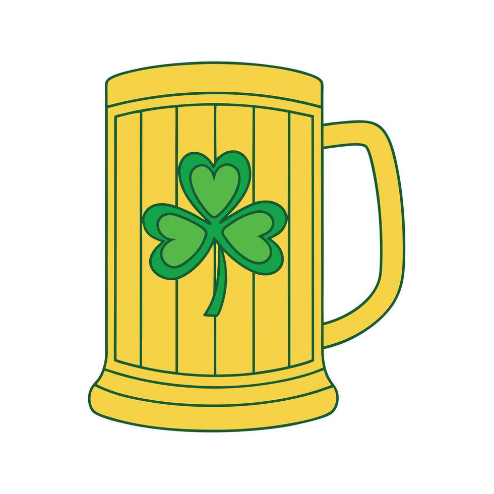 Yellow Beer Stein Shamrock Irish St. Patrick's Day Mug vector