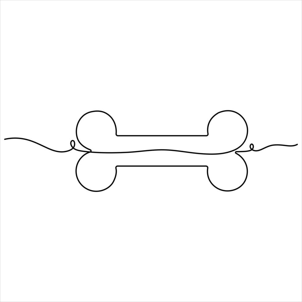 Single line continuous drawing of bone simple human bone line art dawing illustration vector
