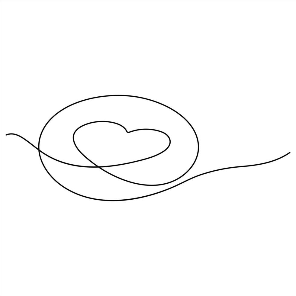 Single line continuous drawing love sign with heart minimalist drawing of love concept vector