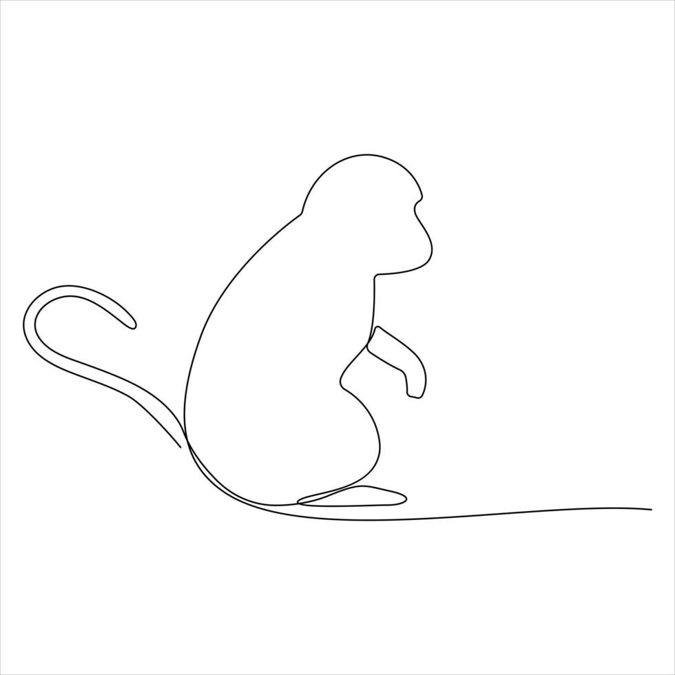 Single continuous line drawing of monkey animal wildlife fauna vector
