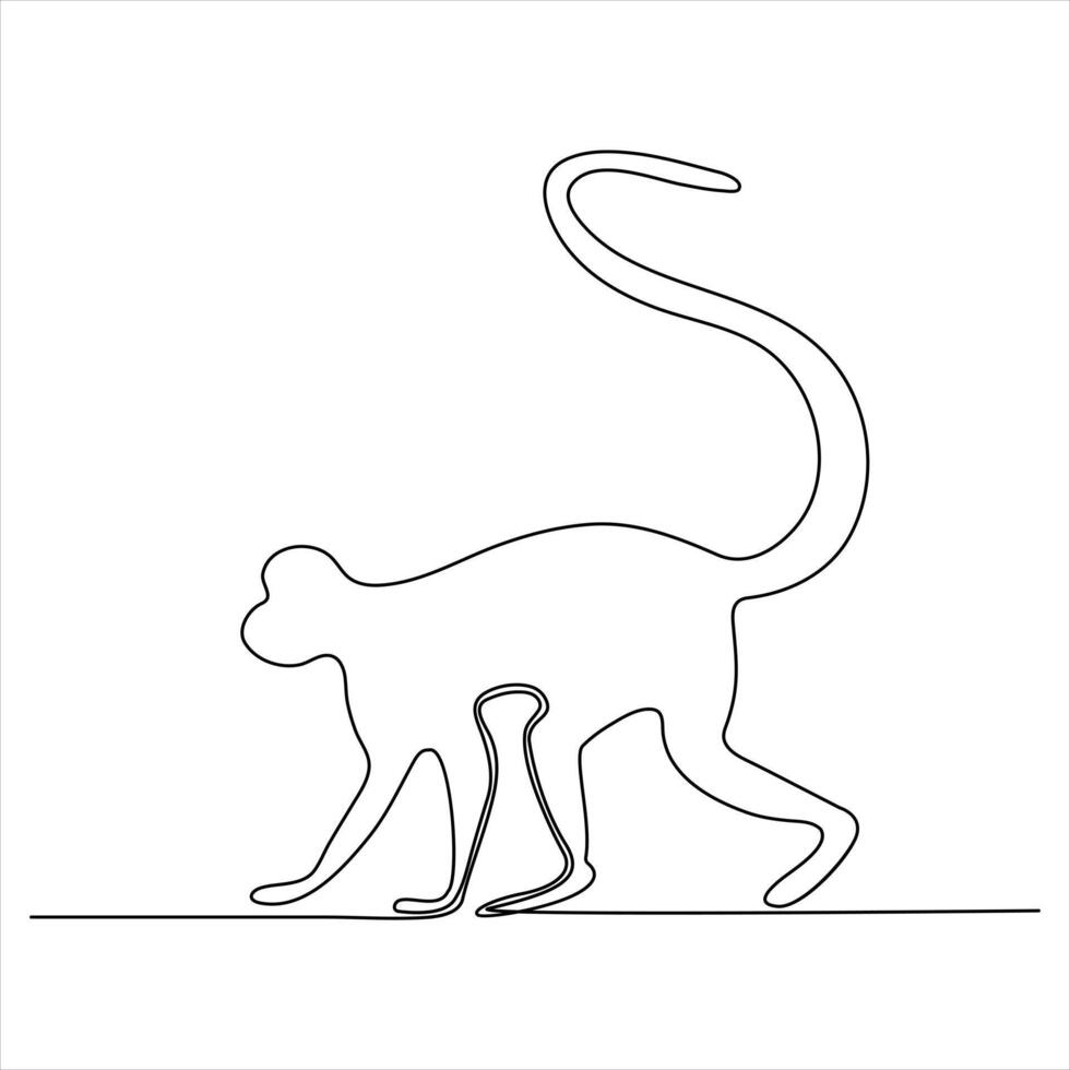 Oneline monkey animal wildlife fauna continuous single line art design vector