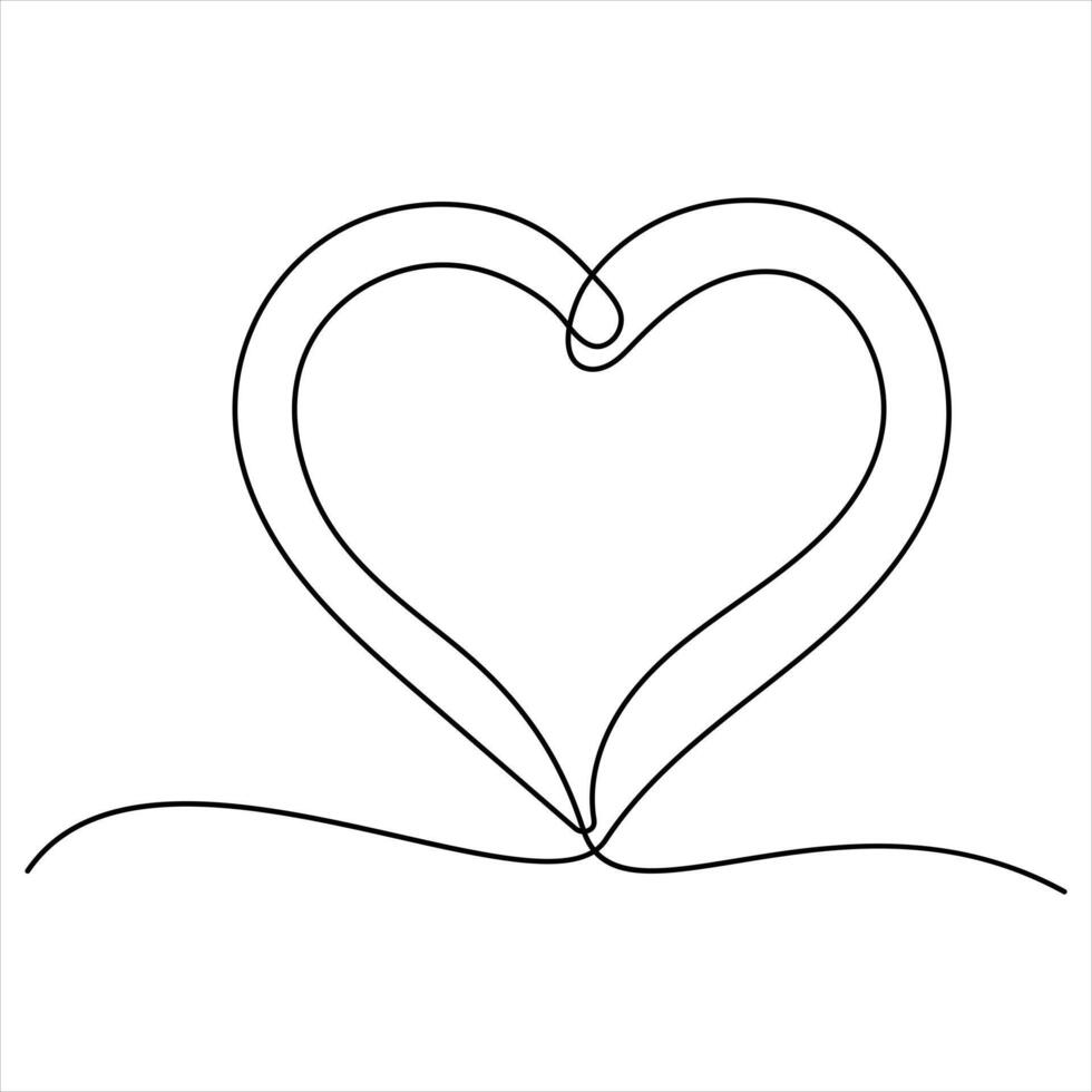 Single line continuous drawing of love sign with heart minimalist of love concept illustration vector