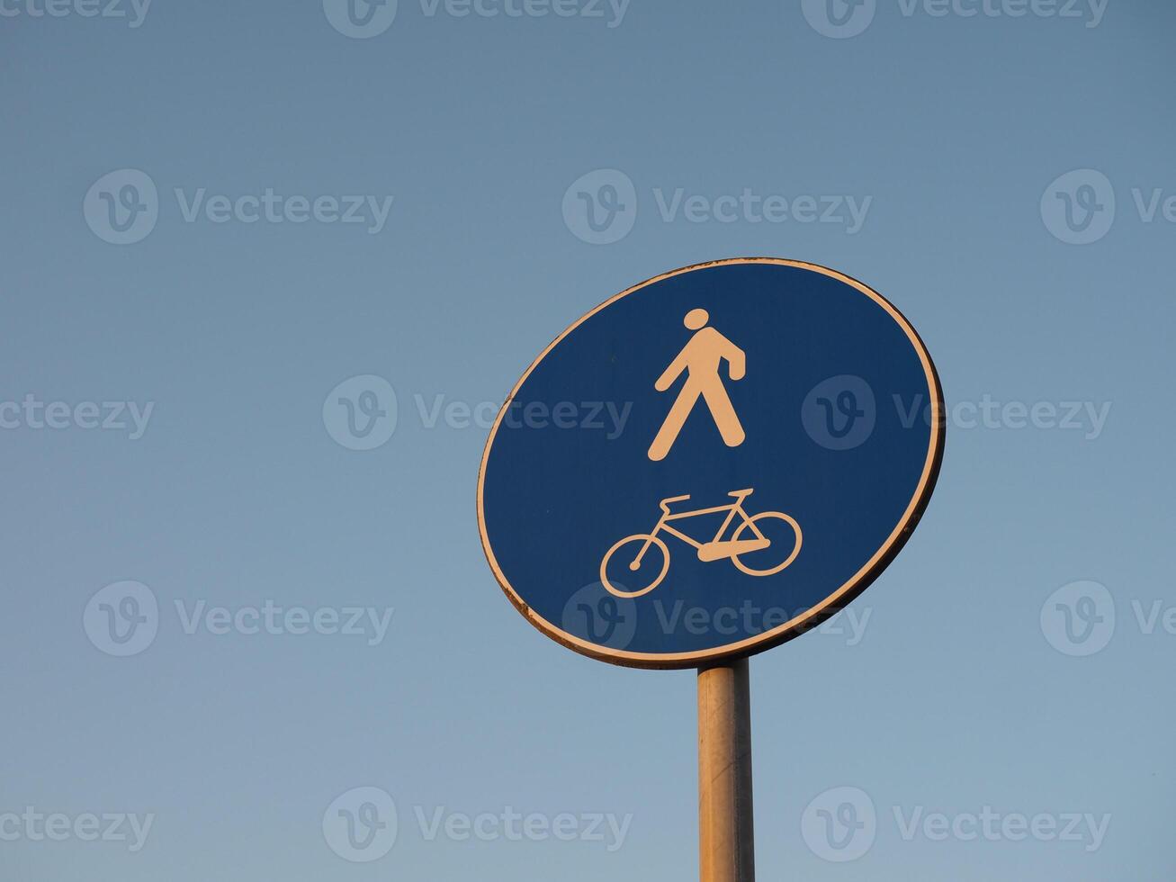 pedestrian zone and bike lane sign photo