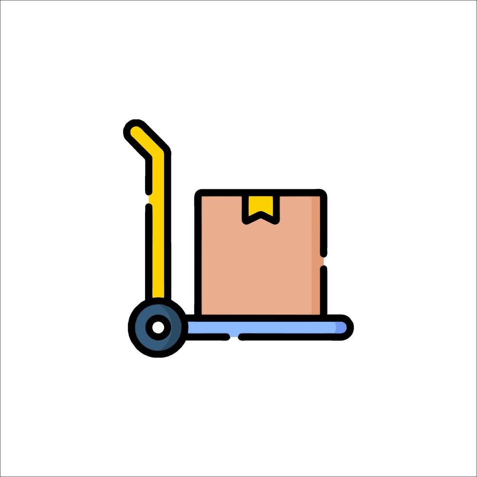 Hand truck icon with a box on the front vector