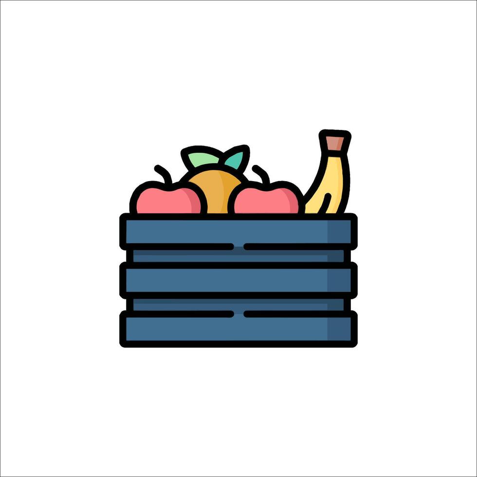 Fruit in a box icon illustration vector