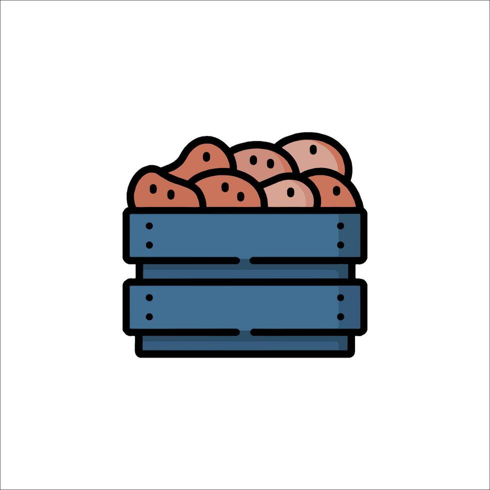 Potatoes in a box icon illustration vector