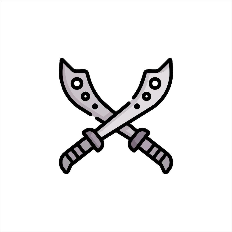 Two crossed swords icon on white background vector
