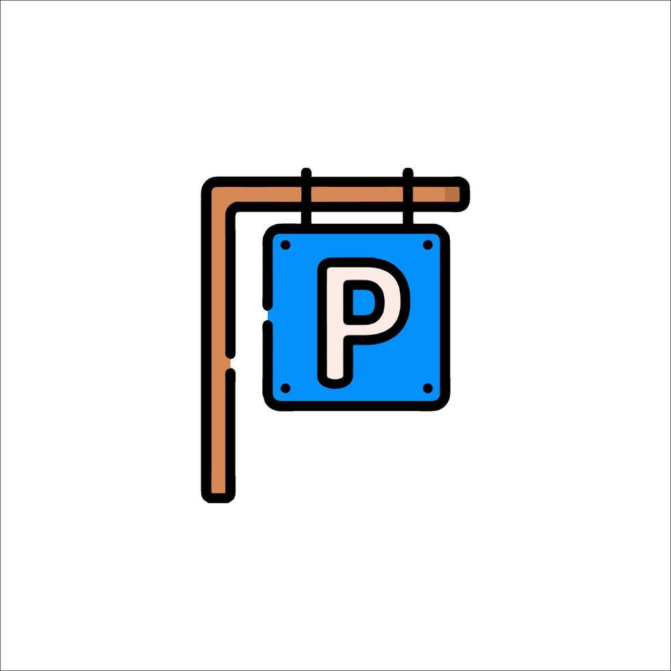 Parking sign icon illustration vector