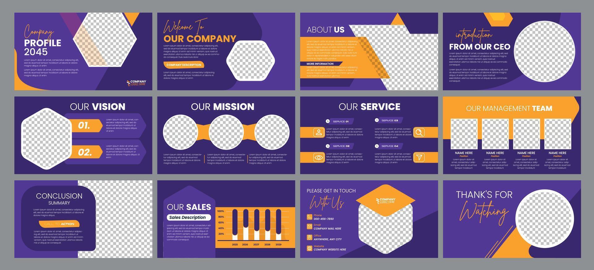 Modern Corporate Company Profile Presentation Template Fully Editable and Printable vector