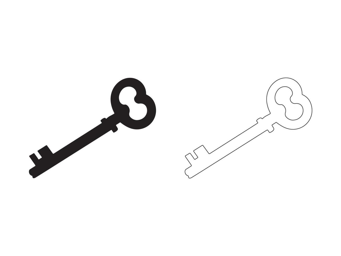 Set of black silhouettes of door keys. Key icon set. Vintage key antique door key isolated on white background. Key Icon Design. vector