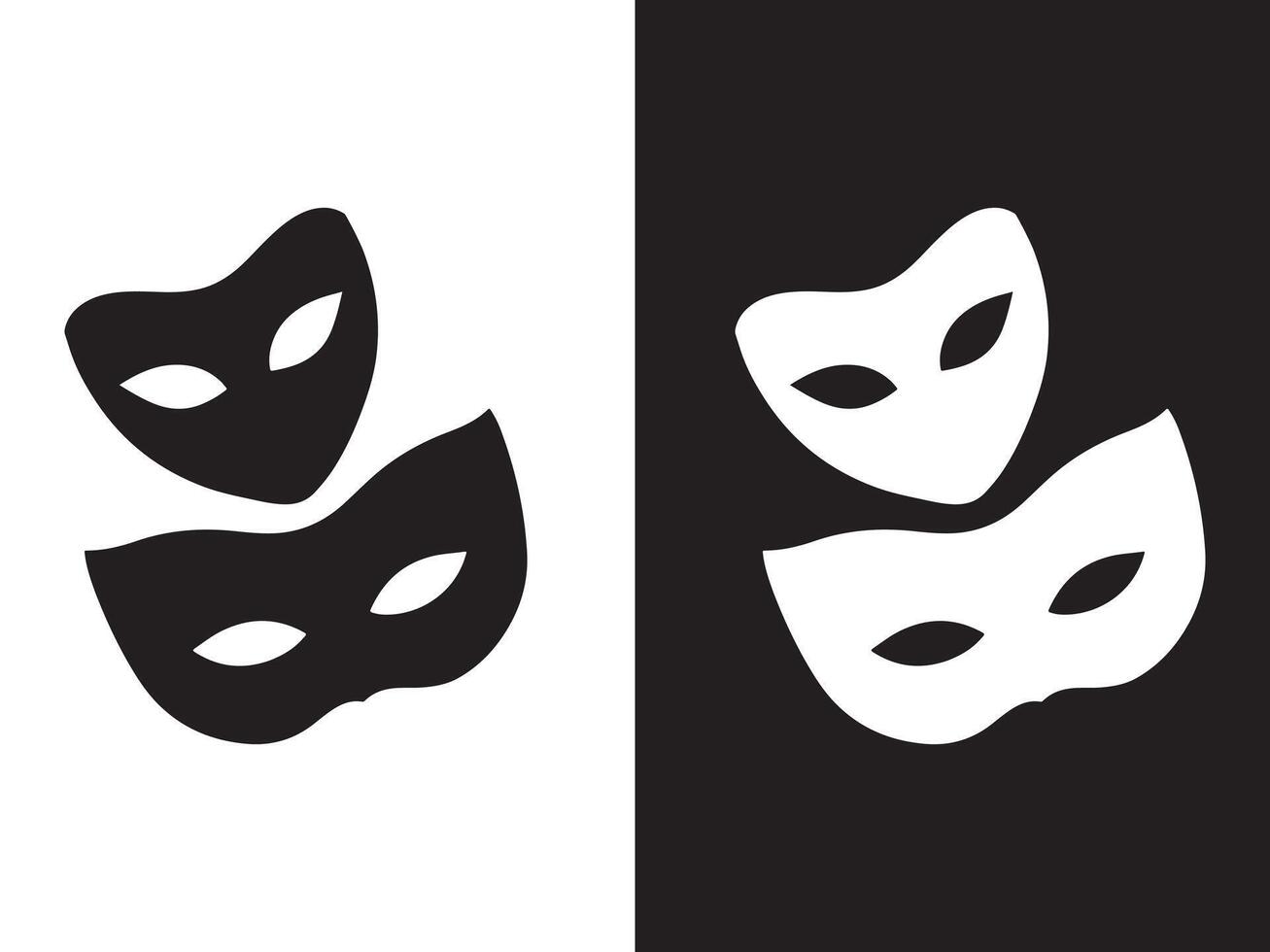 Drama and comedy theater mask icon set. Theatrical masks icons. Masquerade icon on white background. Comic and tragic mask icon. vector