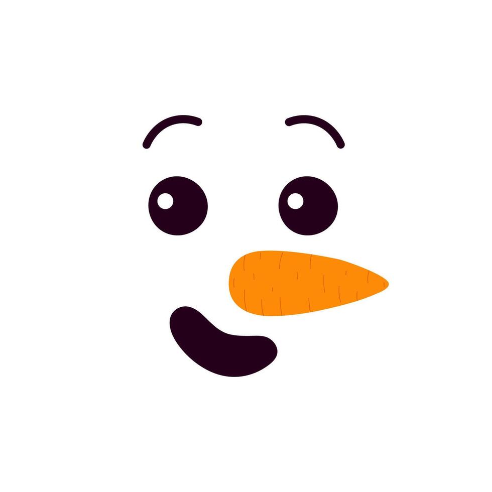 Cute snowman joy emotion. Happy smiling snowman face icon. Flat illustration vector