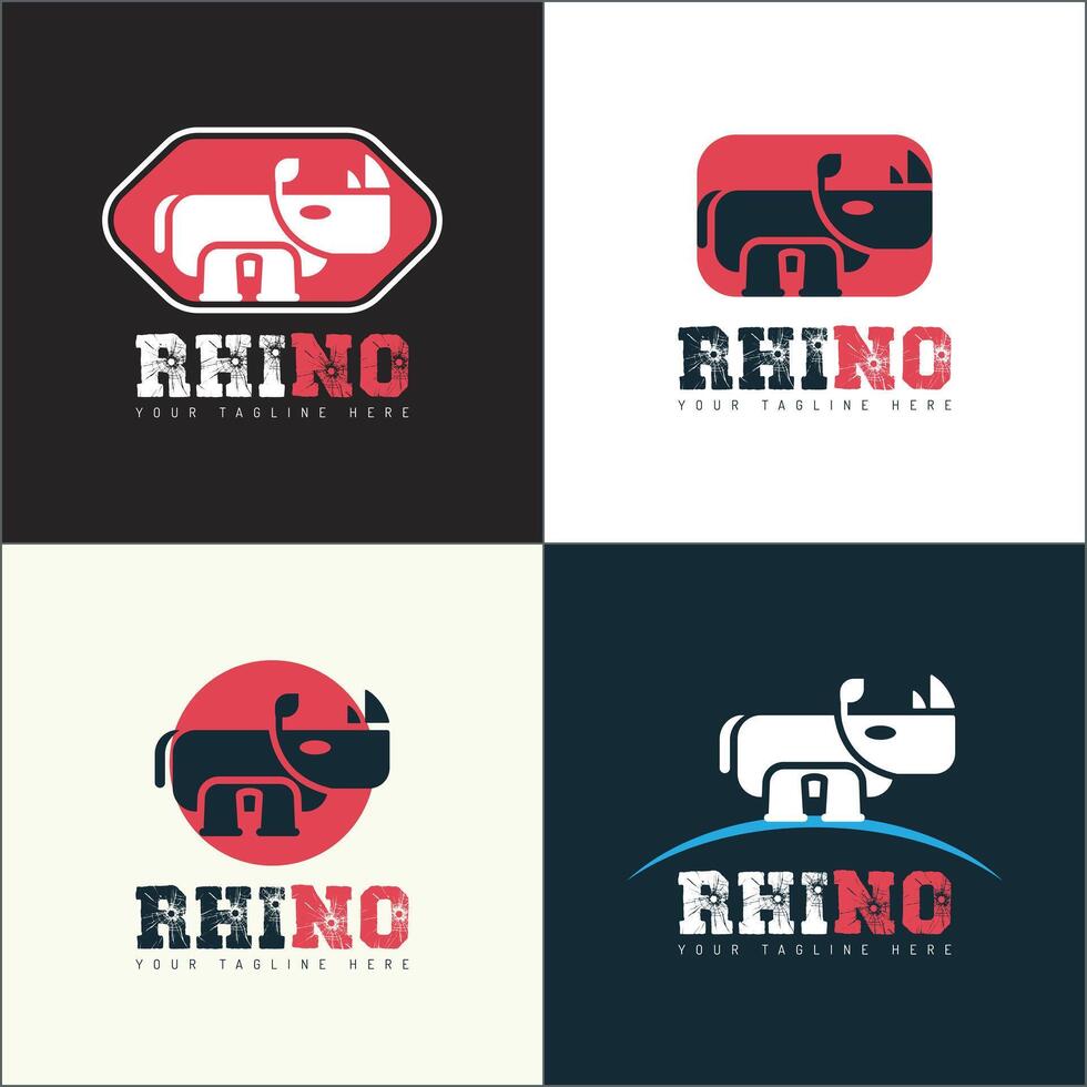 Rhino shape logo set silhouette template design vector