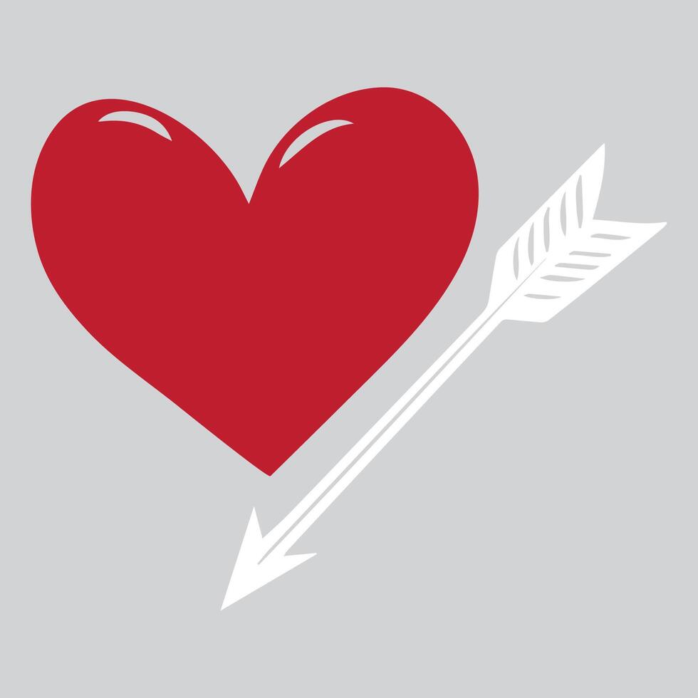 red heart with an arrow on a gray background vector