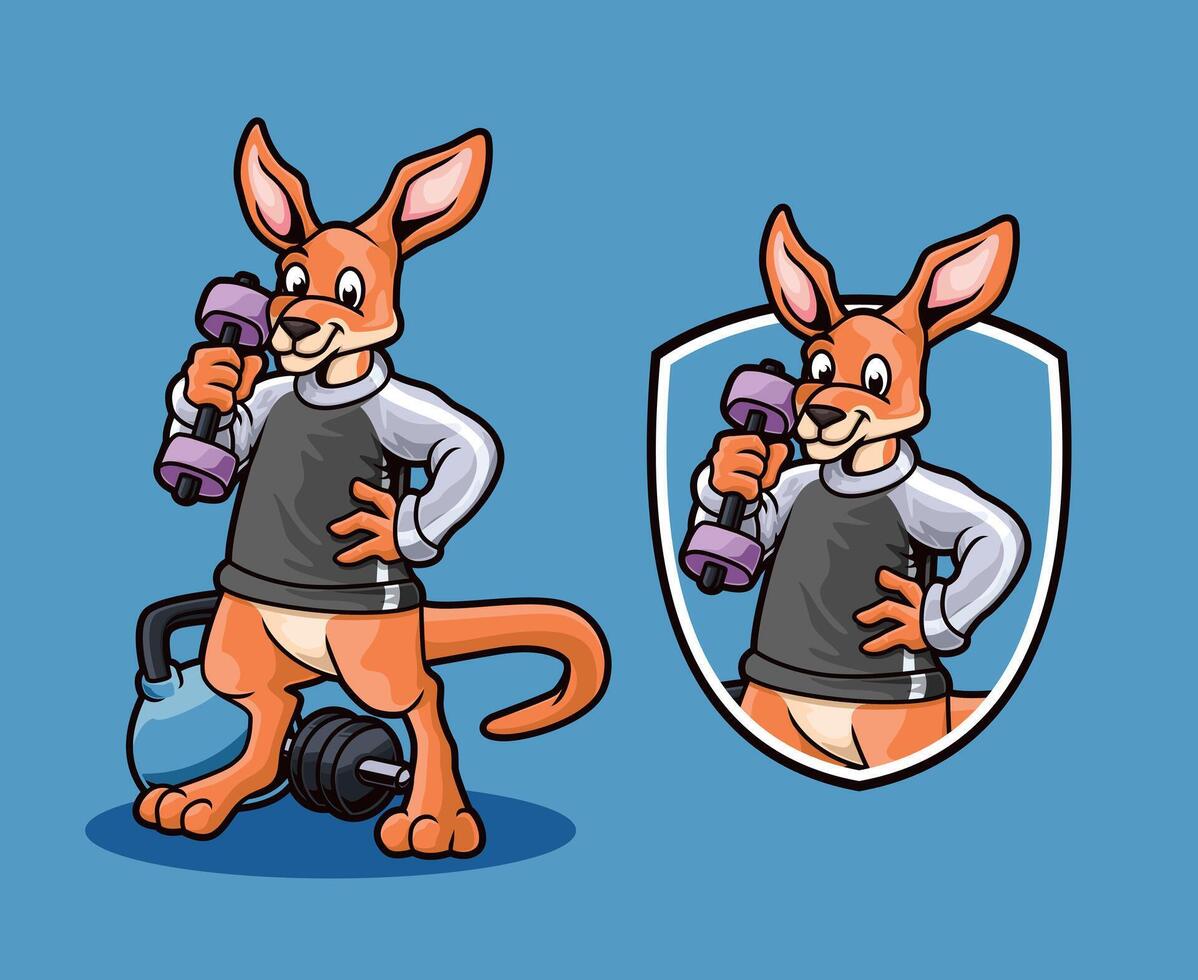 Kangaroo Fitness Mascot Design vector