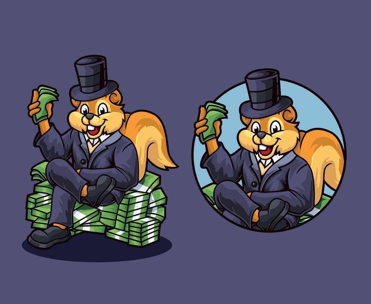 Squirrel Finance Mascot Design vector
