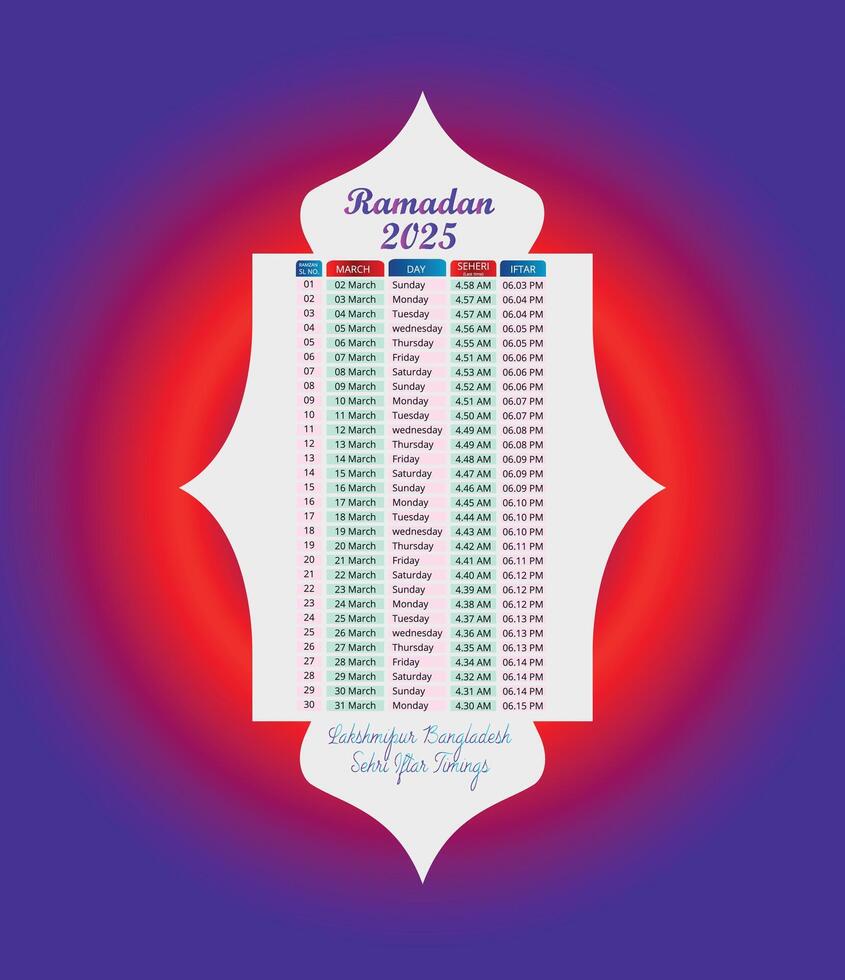 Iftar and Sehar time Guide in Bangladesh vector