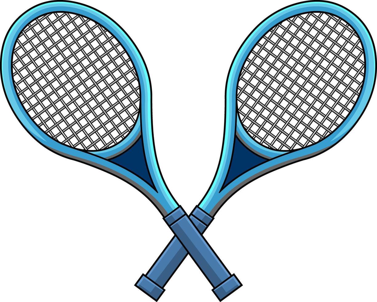 Professional Tennis Equipment Illustration With Stylish Blue Rackets vector
