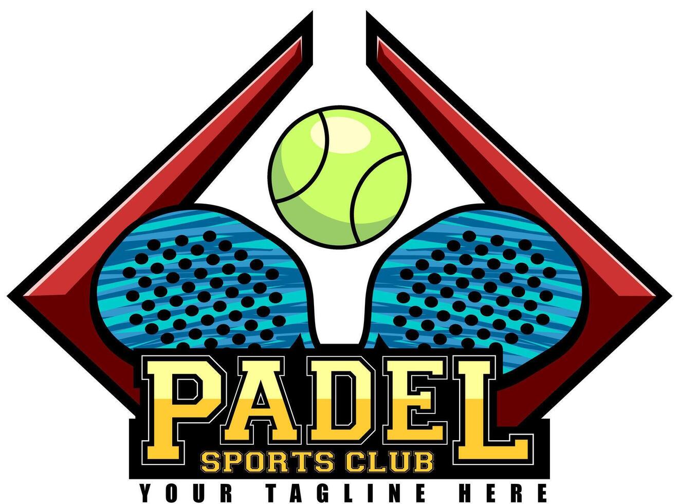Badge Of Padel Championship With Stylish Rackets And Tournament Theme vector