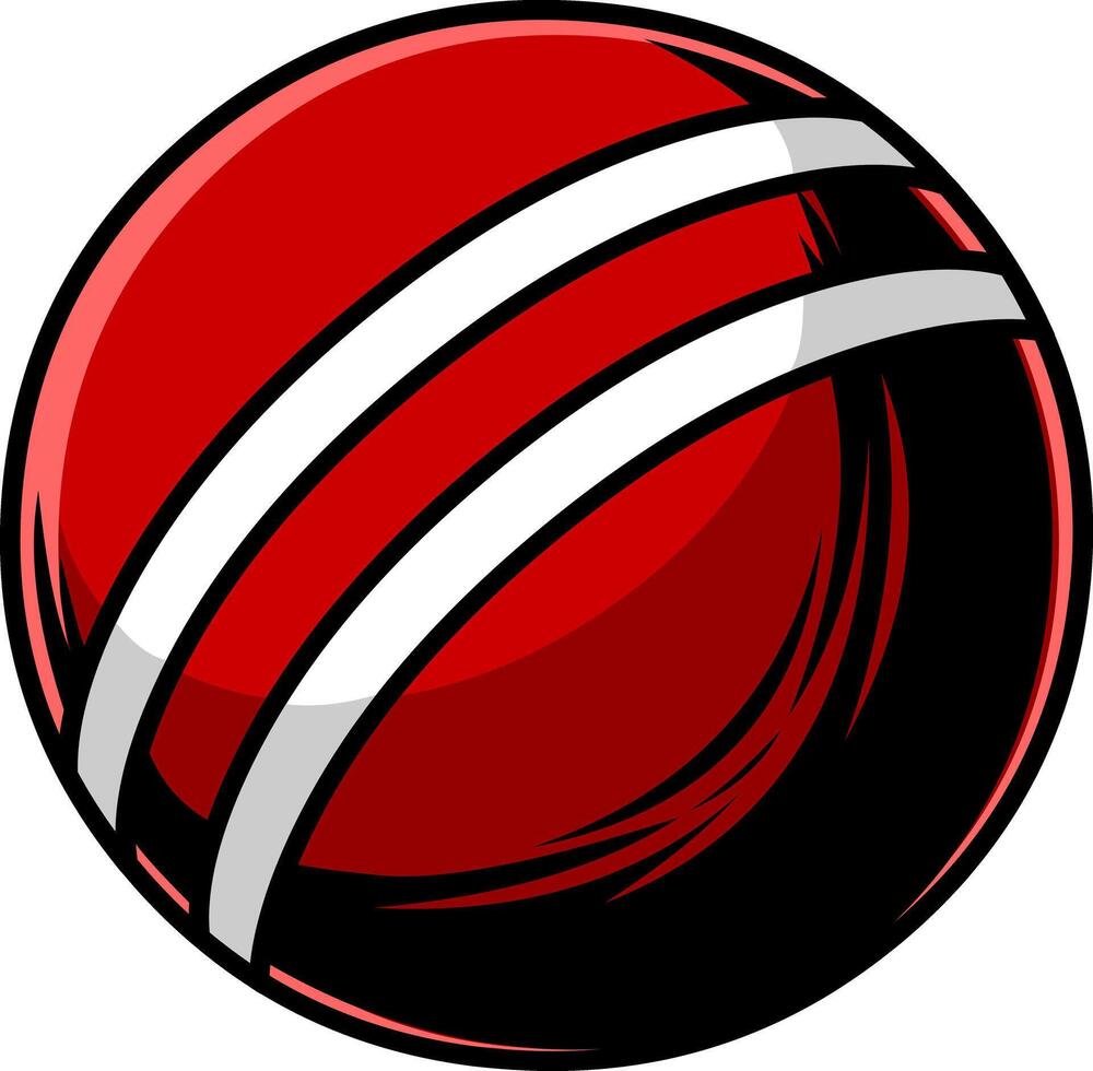 Cricket Ball Illustration With Classic Red Design And White Seam vector