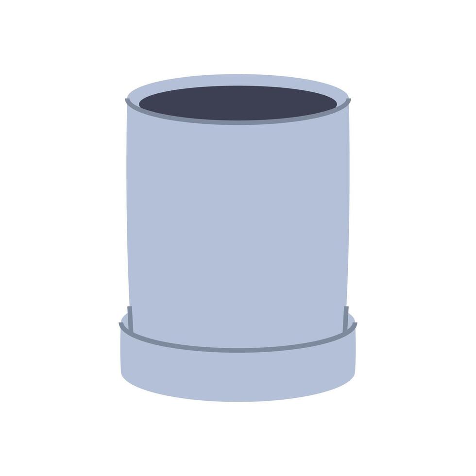 Tall gray pot for houseplants. Perfect for creating minimalist and modern plant designs. vector