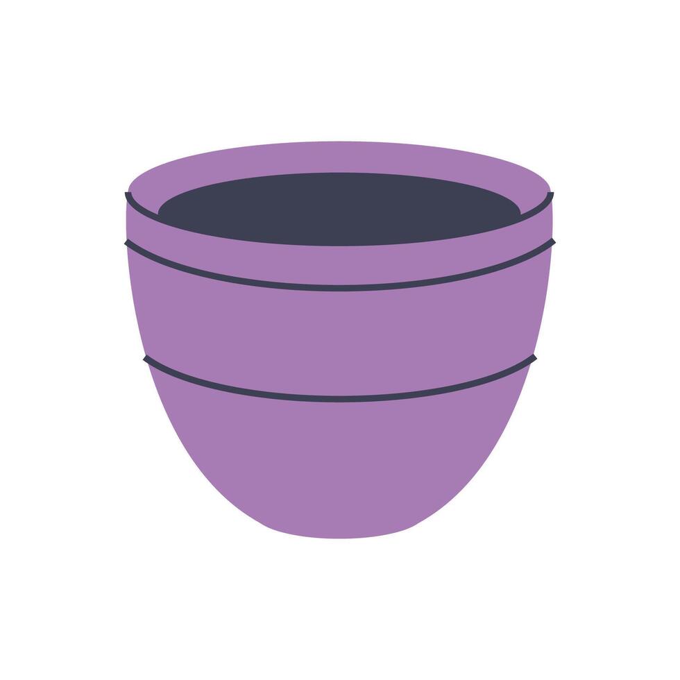 Round purple pot for houseplants. Perfect for creating minimalist and modern plant designs. vector