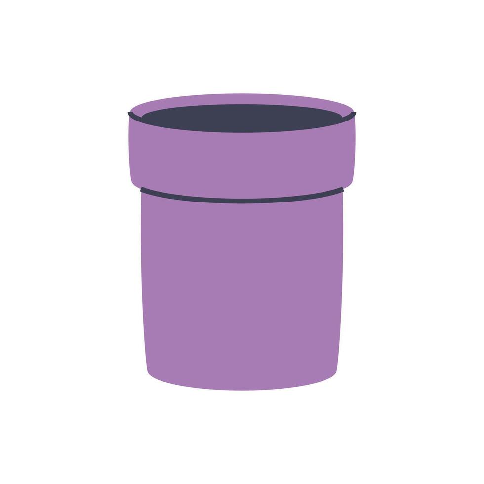 Tall purple pot for houseplants. Perfect for creating minimalist and modern plant designs. vector