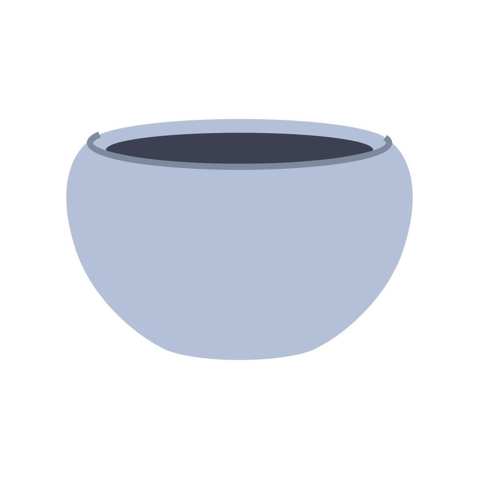 Oval gray pot for houseplants. Perfect for creating minimalist and modern plant designs. vector