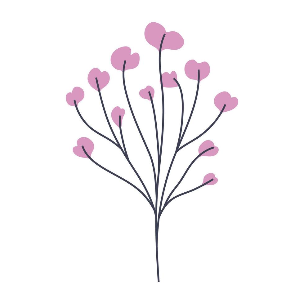 Illustration of plant with pink leaves. Perfect for creating minimalist plant designs vector
