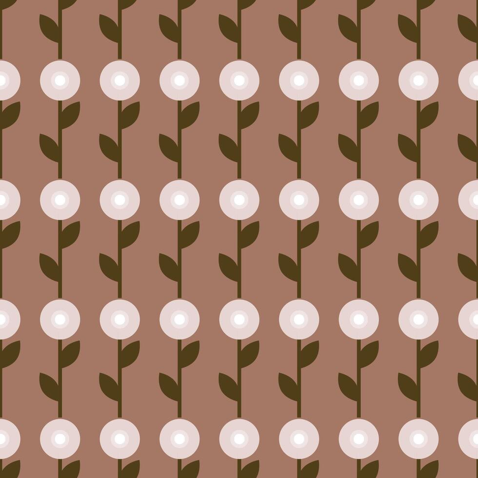 Retro seamless pattern of small simple geometric flowers in mid-century modern style vector