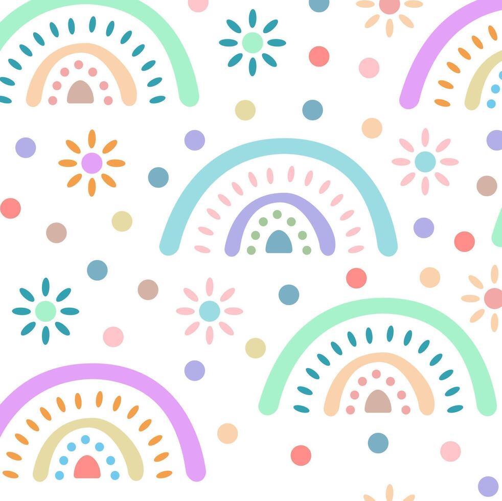 Drawn pastel color rainbow pattern on a white background vector