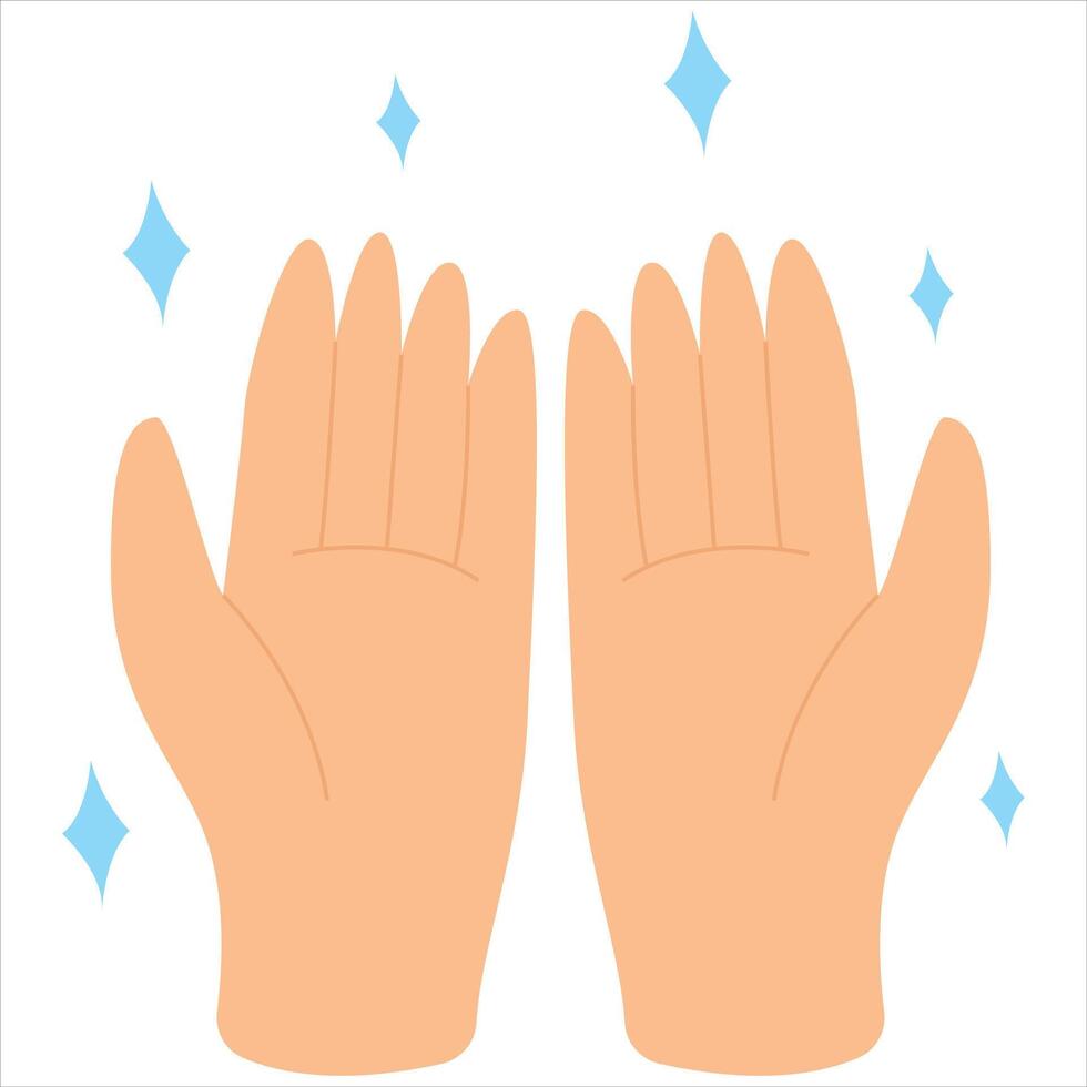 Two open hands with blue stars around them. Suitable for promoting unity, diversity, support, and teamwork in various design projects. vector
