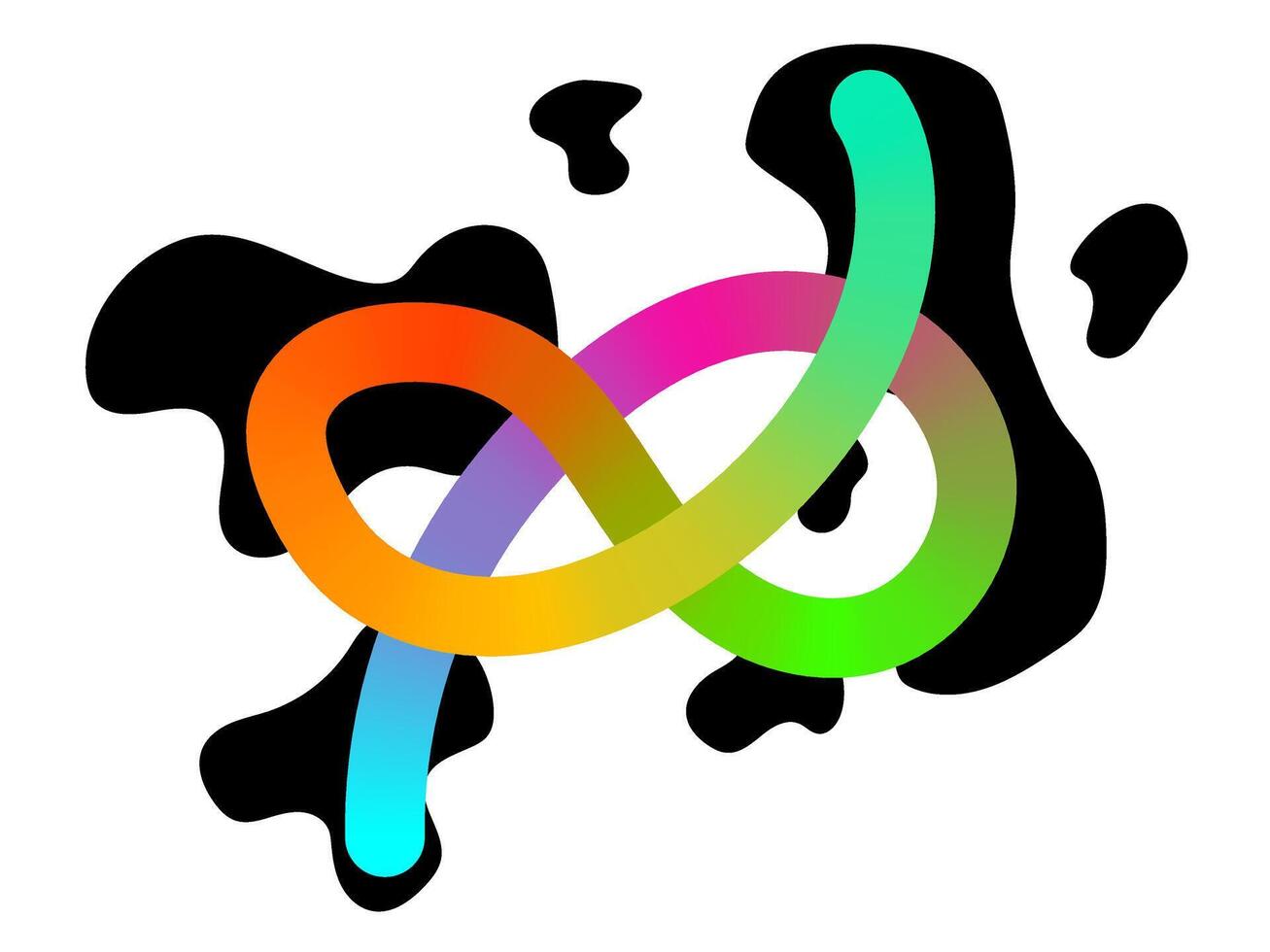 Abstract Colorful Infinity Loop with Black Liquid Shapes vector