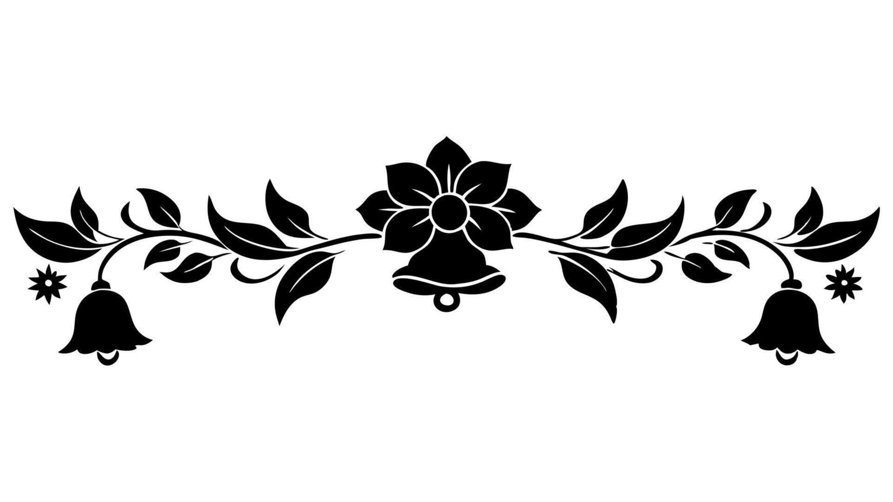 Floral Flower Ornament Silhouette Design with Elegant Decorative Element for Art and Prints vector
