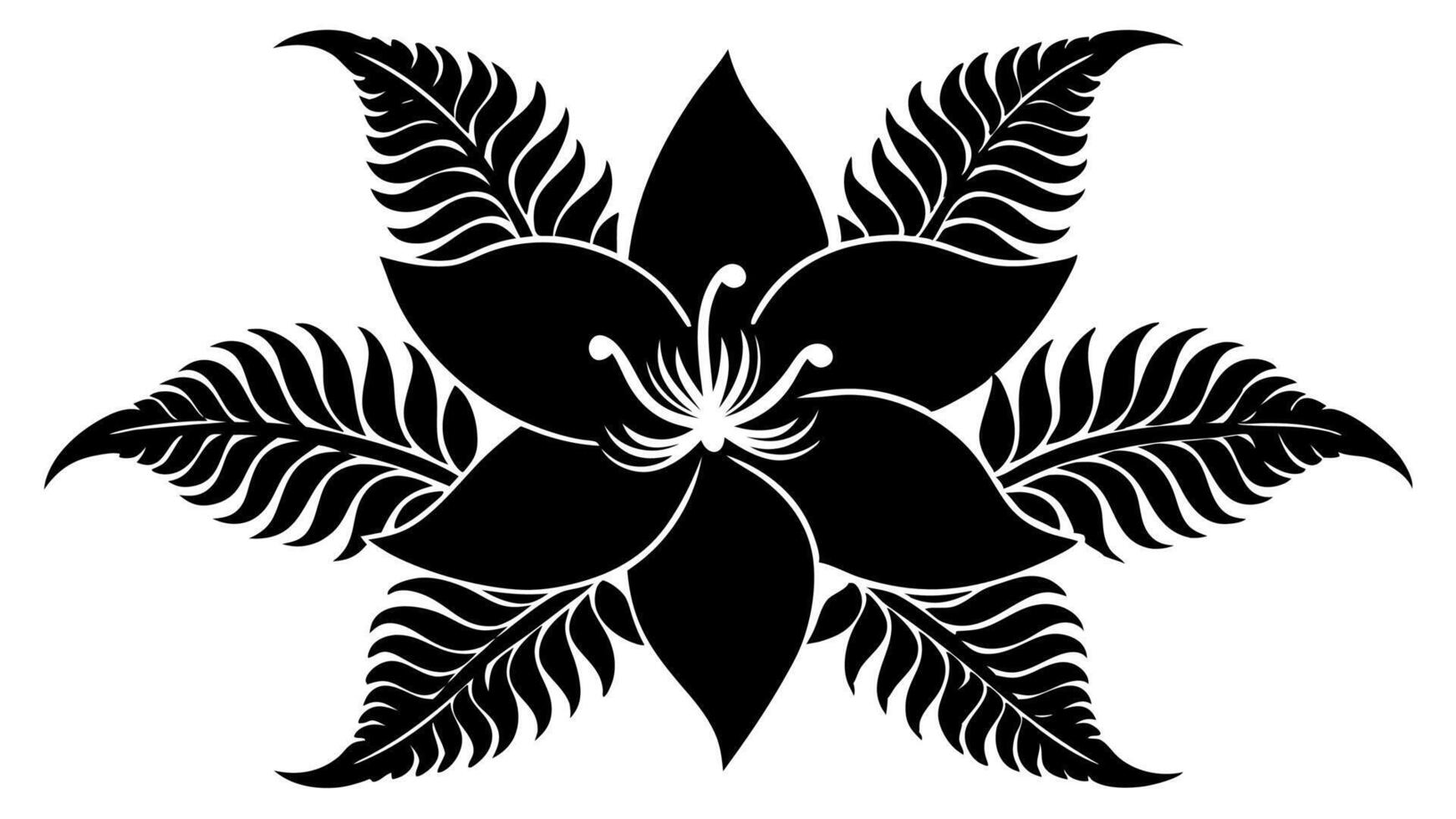 Floral Flower Ornament Silhouette Design with Elegant and Detailed Decoration vector