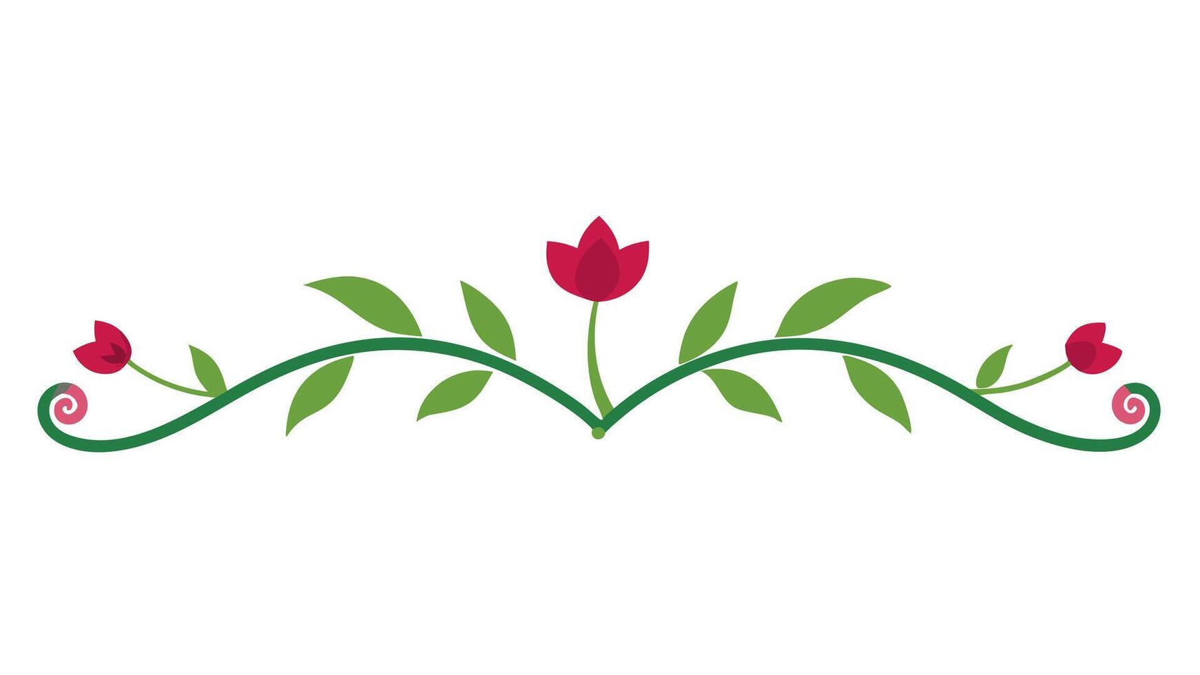 Elegant Floral Ornament with Underline Design Creative Project vector