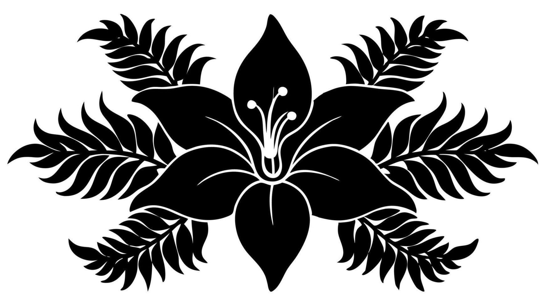 Beautiful Flower Ornament Silhouette Illustration with Intricate vector