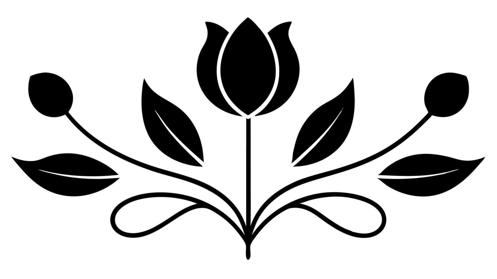 Floral Ornament Silhouette with Detailed Decorative Art vector