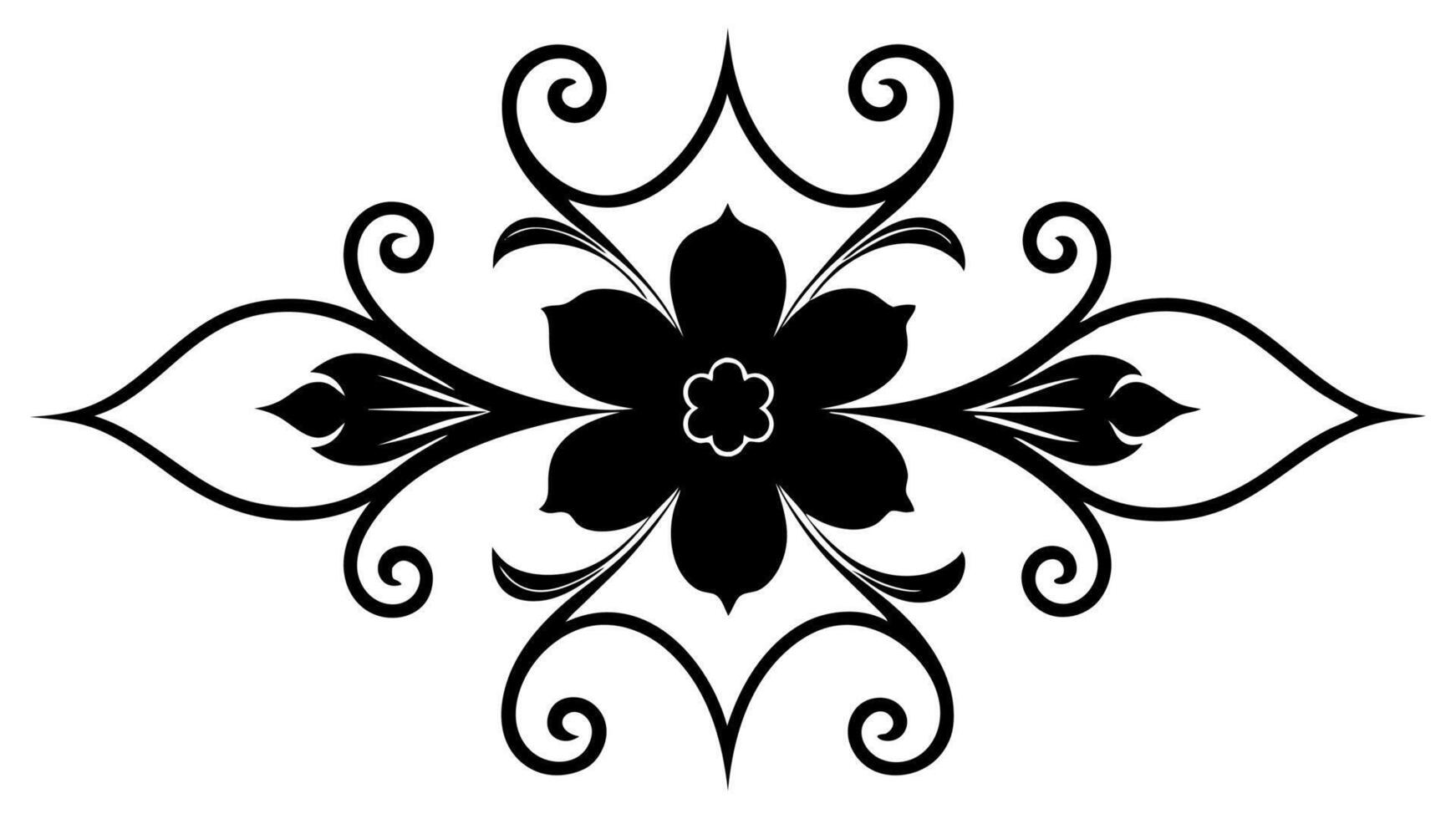 Floral Flower Ornament Silhouette Design Illustration for Elegant Decorative Pattern vector