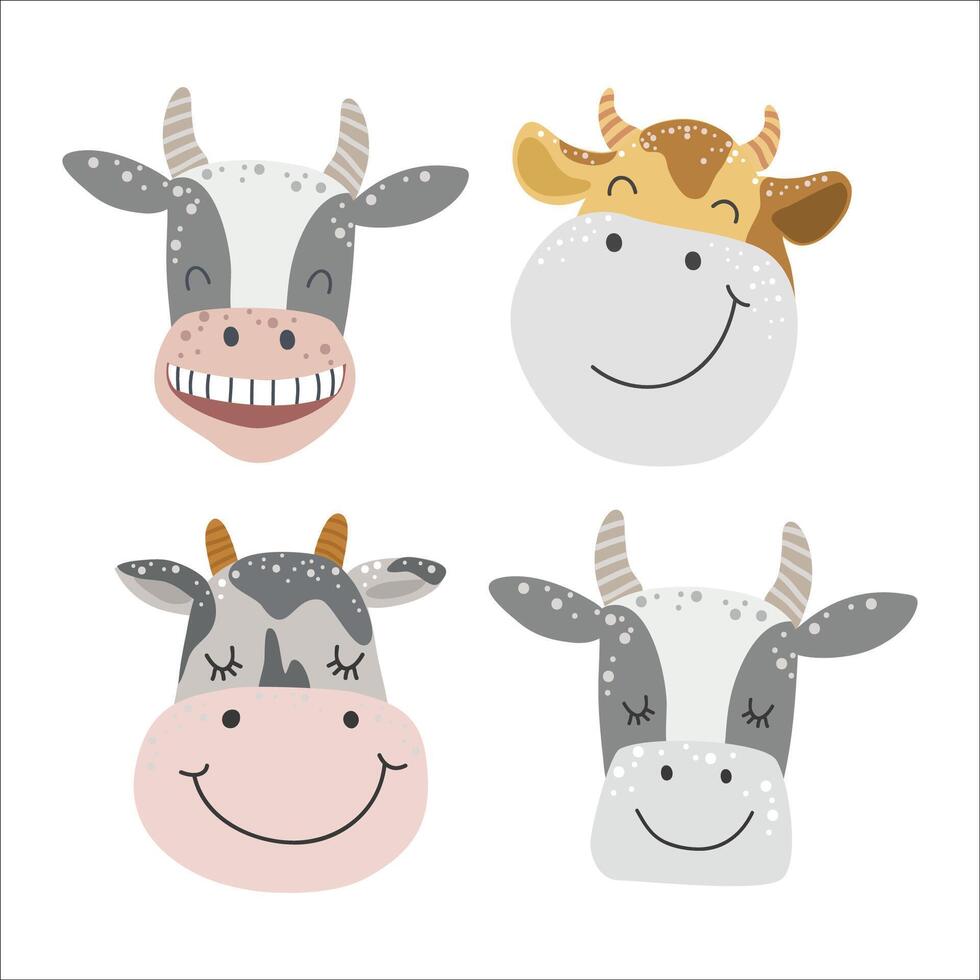 Avatar of a cow on a white background, vector
