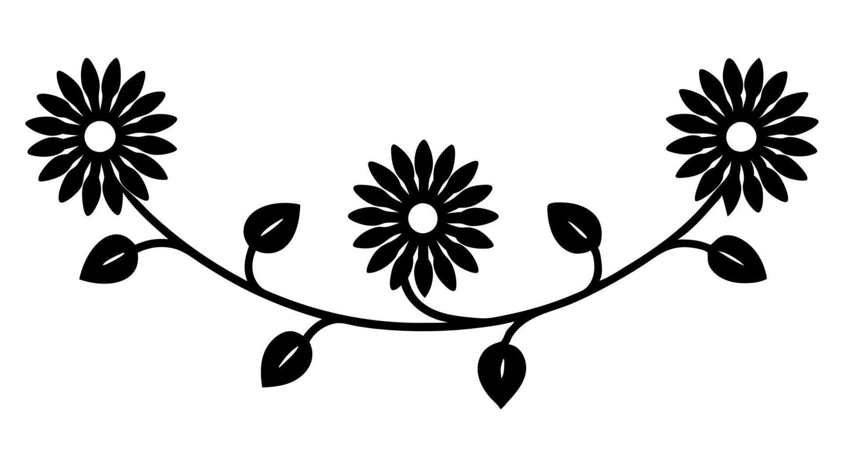 Flower Ornament Silhouette Design for Decorative and Artistic Use vector