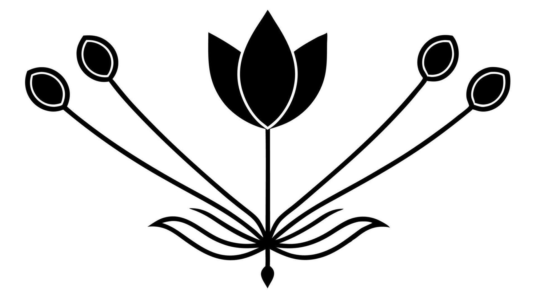 Beautiful Flower Ornament Silhouette Design Classic Artistic Illustrations vector