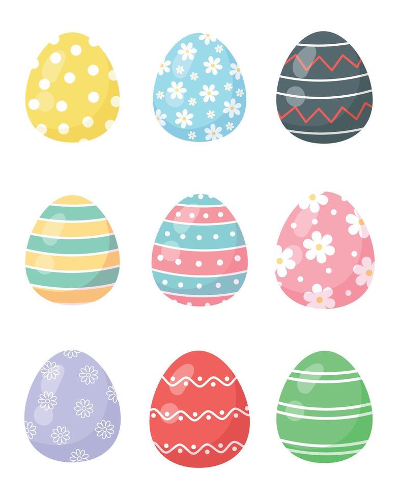 Set of colored easter eggs. illustration in flat style. vector