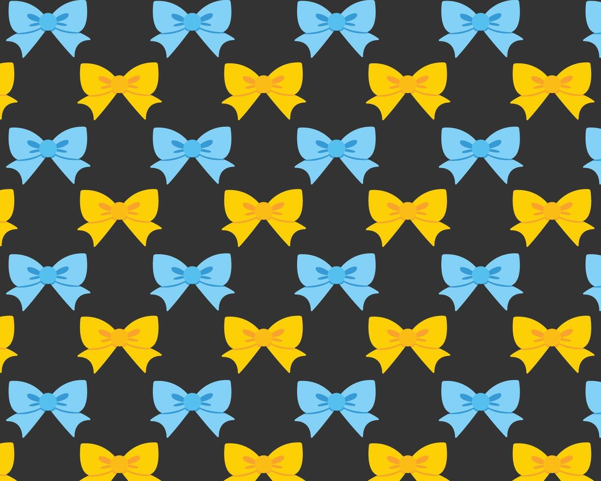 Blue and yellow bow. Hand drawn. pattern. vector
