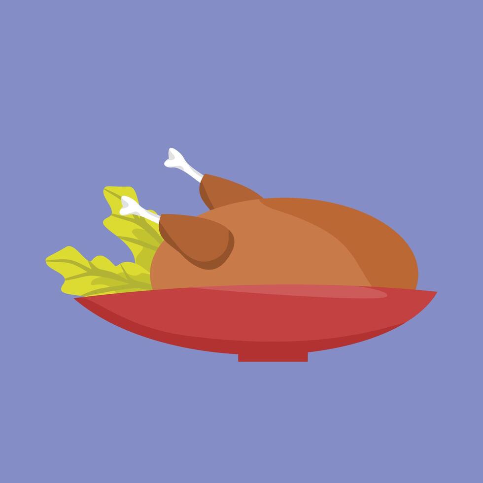 Flat Design Delicious Chicken Barbecue for Grill Lover vector