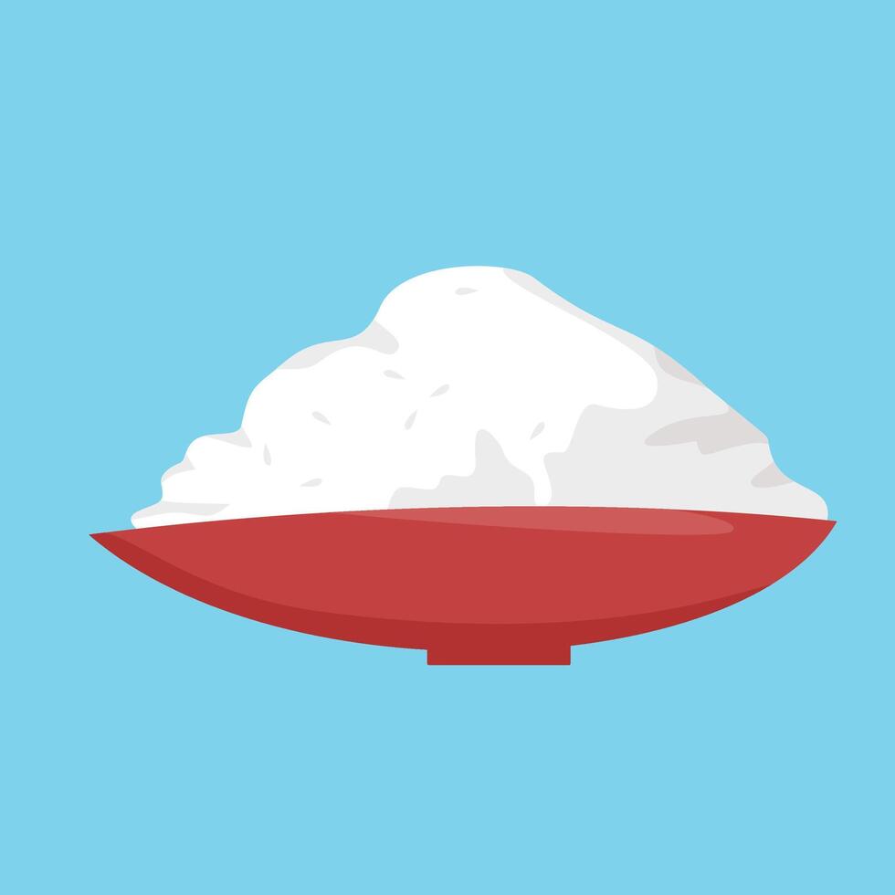 Flat Design Bowl of Steaming Rice Illustration vector