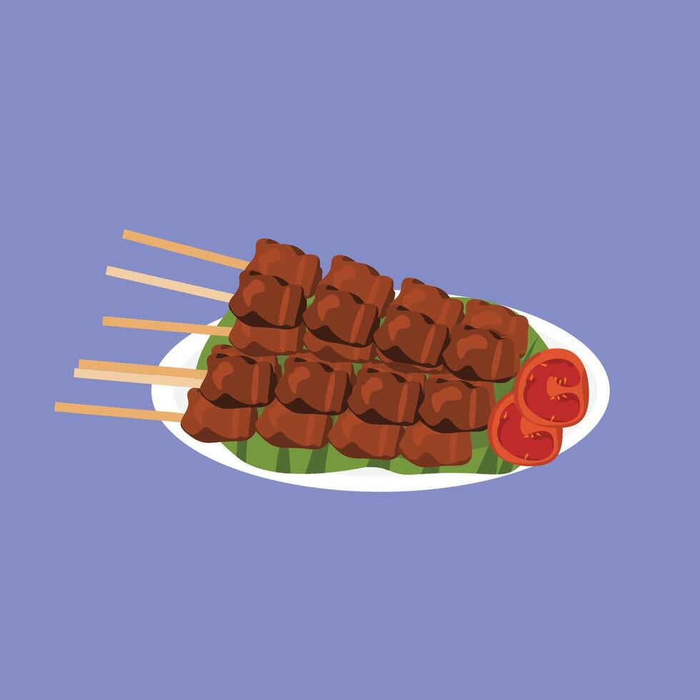 Flat Design Delicious Satay Skewers Street Food Illustration vector